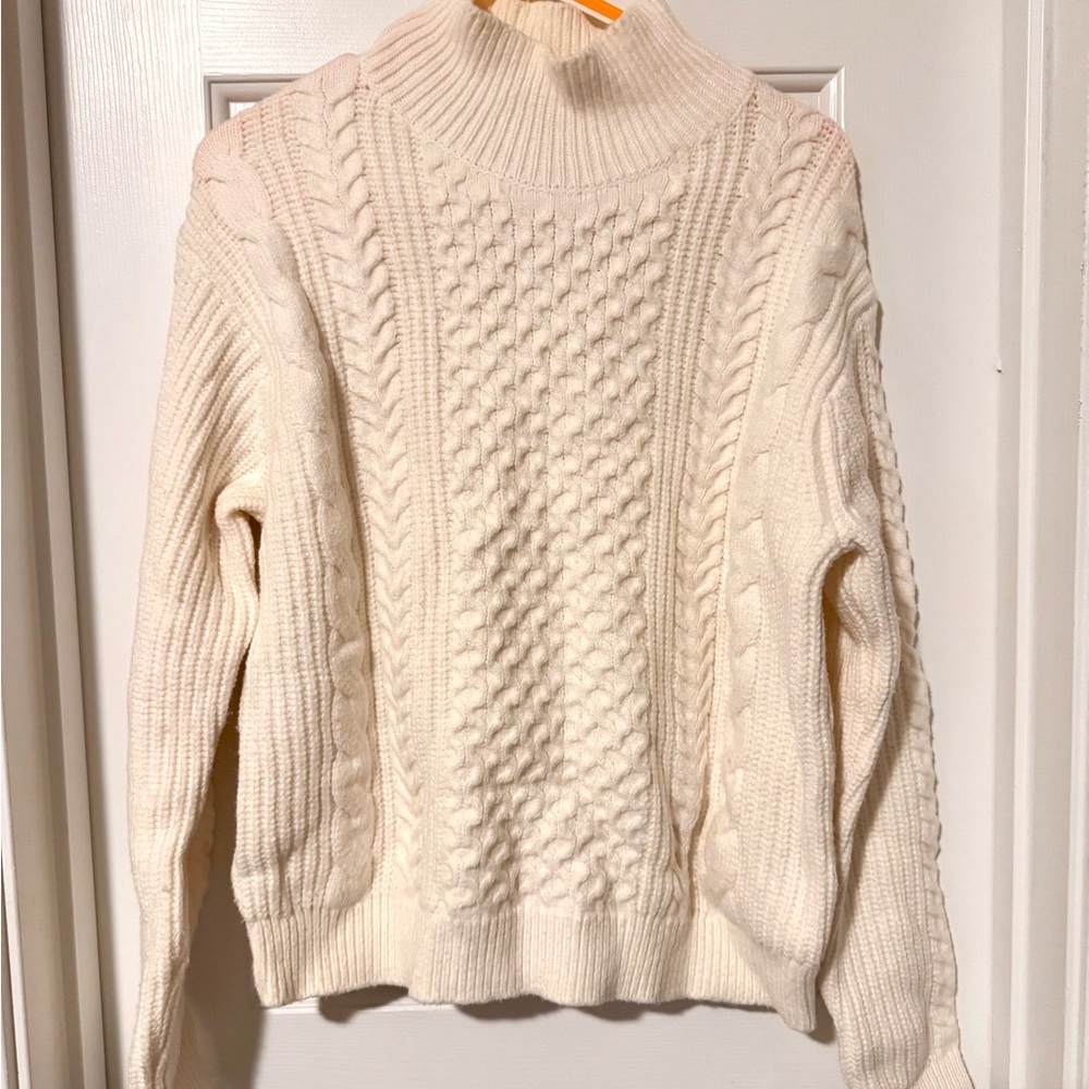Banana Republic Cable Turtleneck Sweater | Cozy Cream Cable Knit